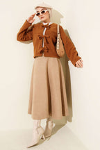 Önü Bağlamalı Buklet Kısa Kimono