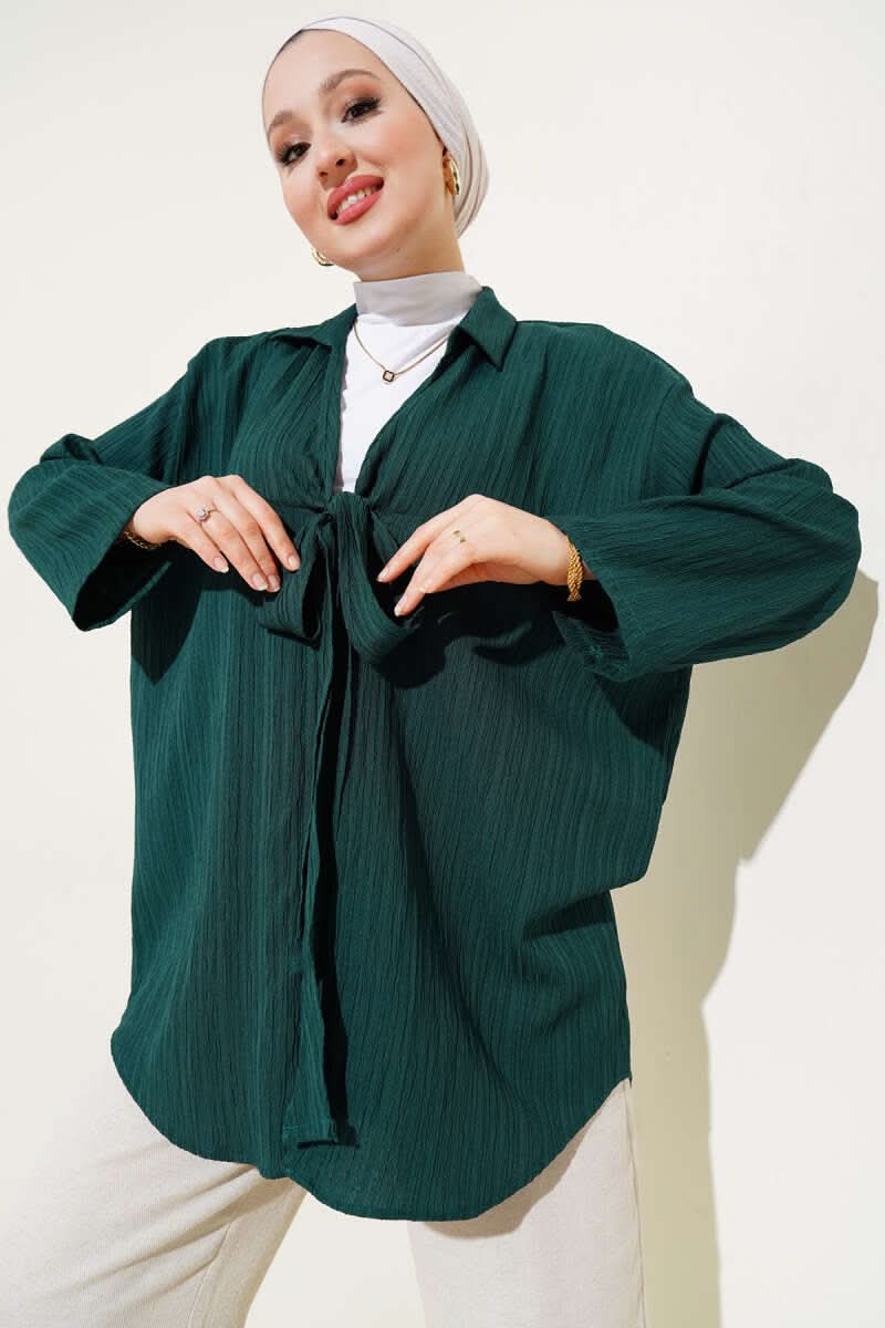 Front Tie Front Crinkle Kimono