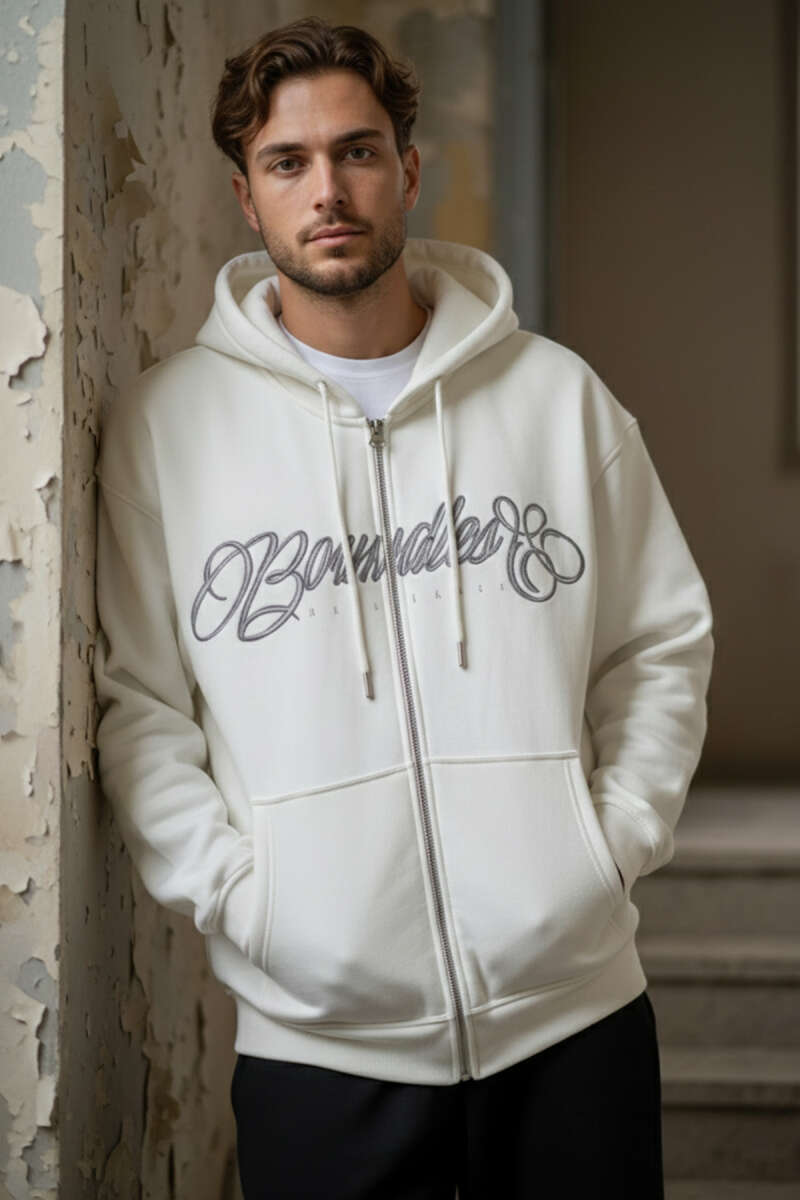 Printed Hoodie Three Yarn Men's Cardigan