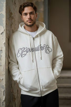 Printed Hoodie Three Yarn Men's Cardigan