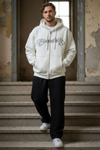 Printed Hoodie Three Yarn Men's Cardigan
