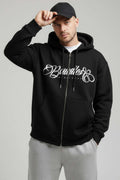 Printed Hoodie Three Yarn Men's Cardigan