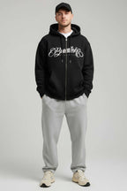 Printed Hoodie Three Yarn Men's Cardigan