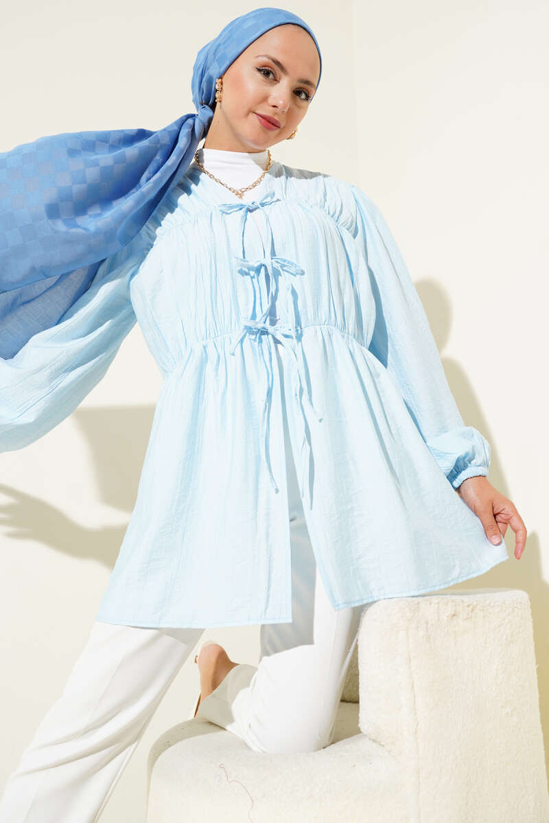 Önü Büzgülü Bilekleri Lastikli Kimono