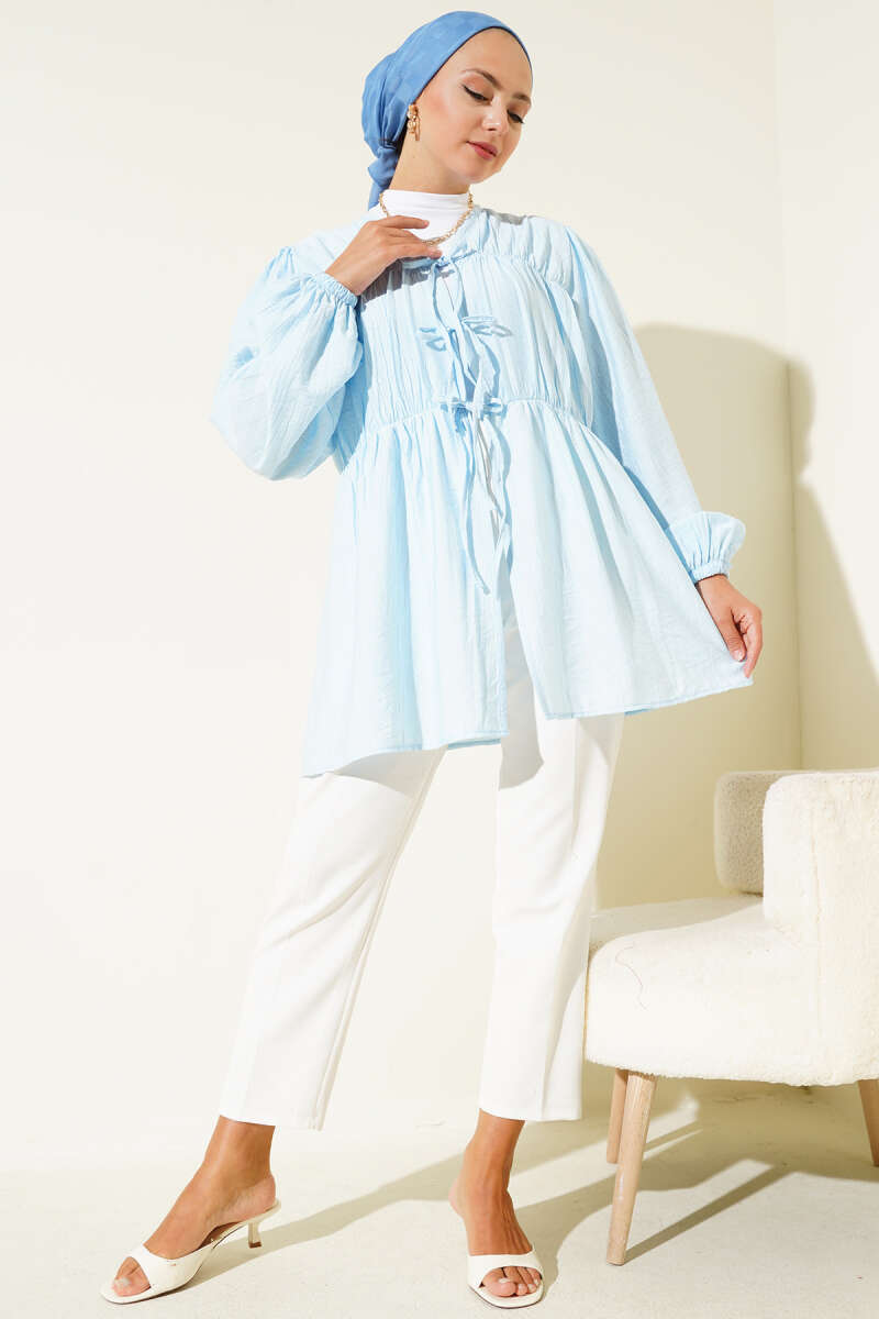 Önü Büzgülü Bilekleri Lastikli Kimono