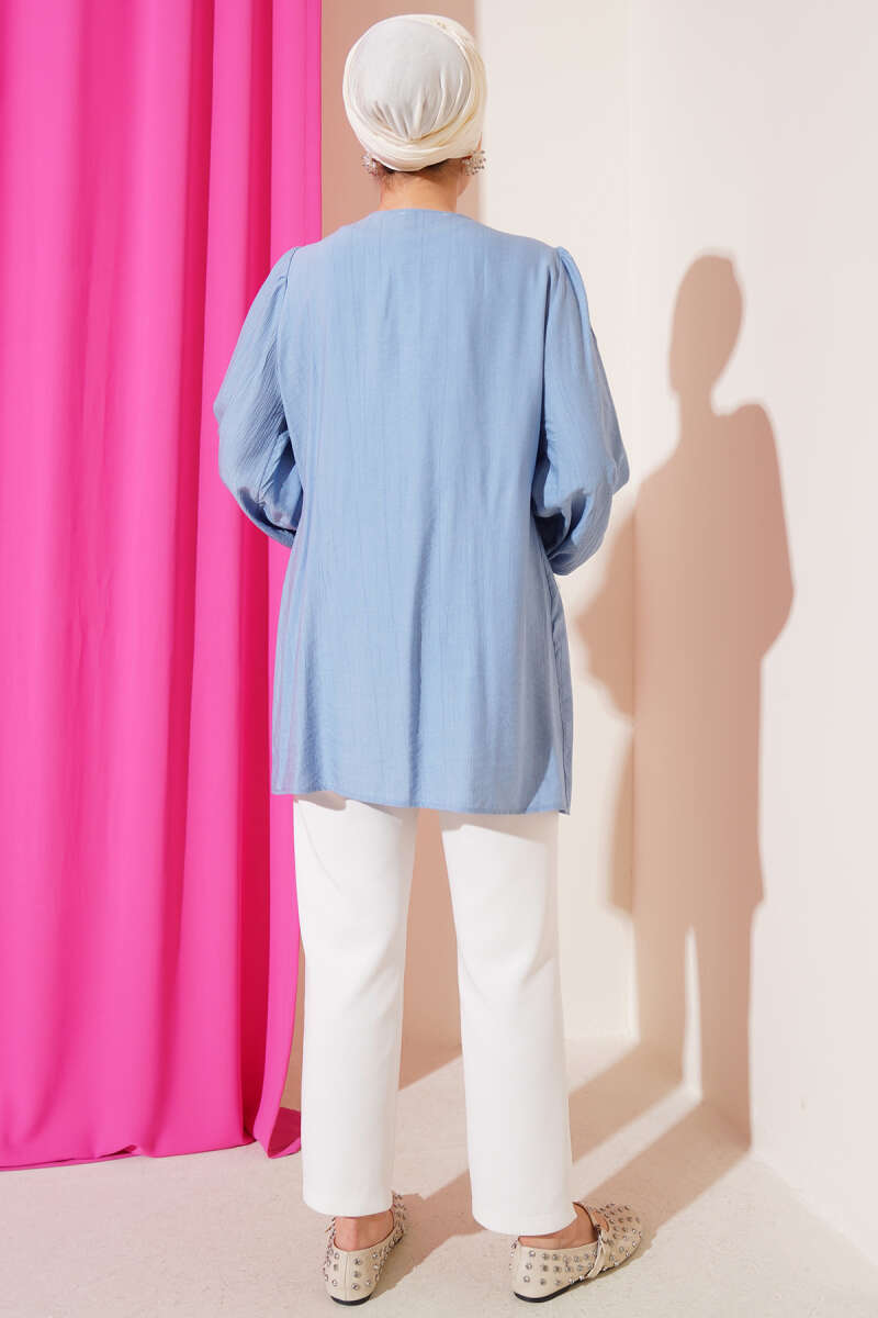 Önü Büzgülü Bilekleri Lastikli Kimono