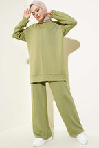 Önü Çımalı Tunik İkili Takım Haki