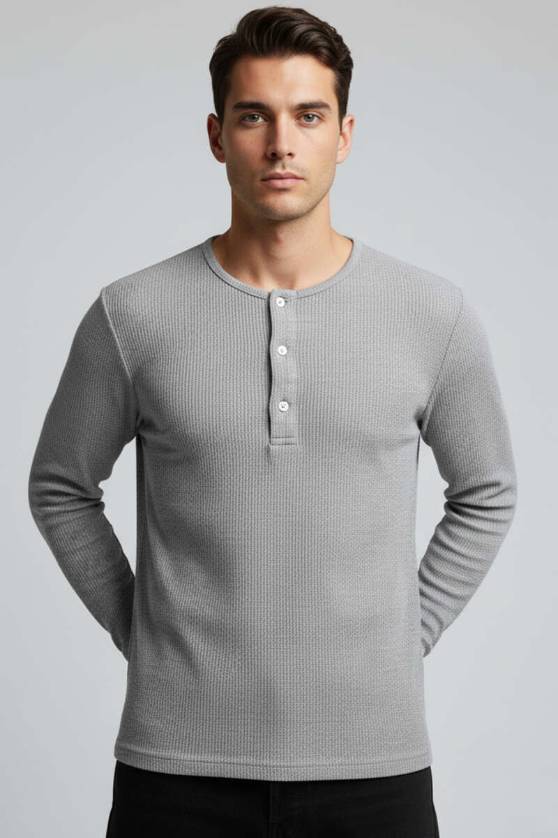 Önü Çıtçıtlı Waffle Sweatshirt