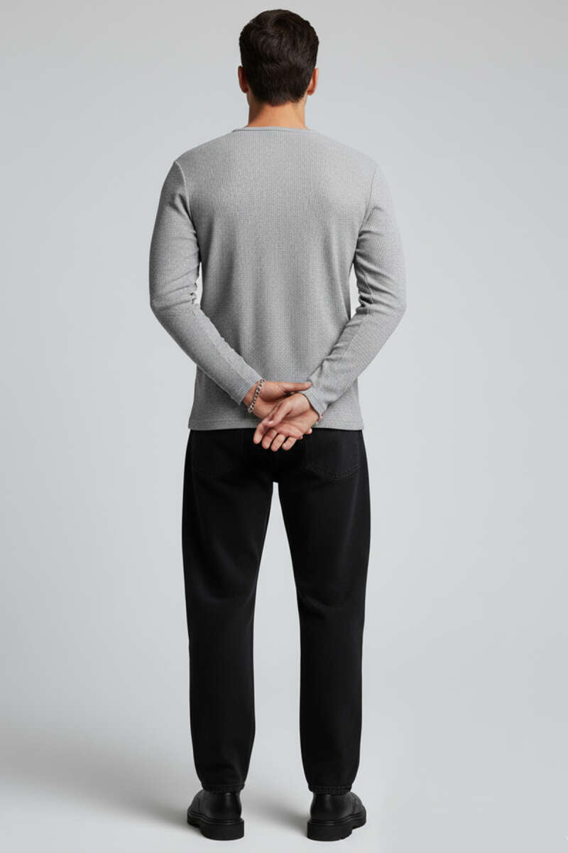Önü Çıtçıtlı Waffle Sweatshirt