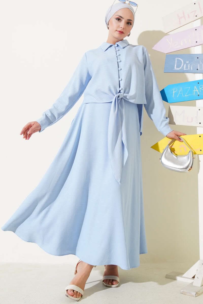 Front Buttoned Linen Skirted Suit