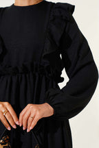 Önü Fırfırlı Bel Lastikli Elbise