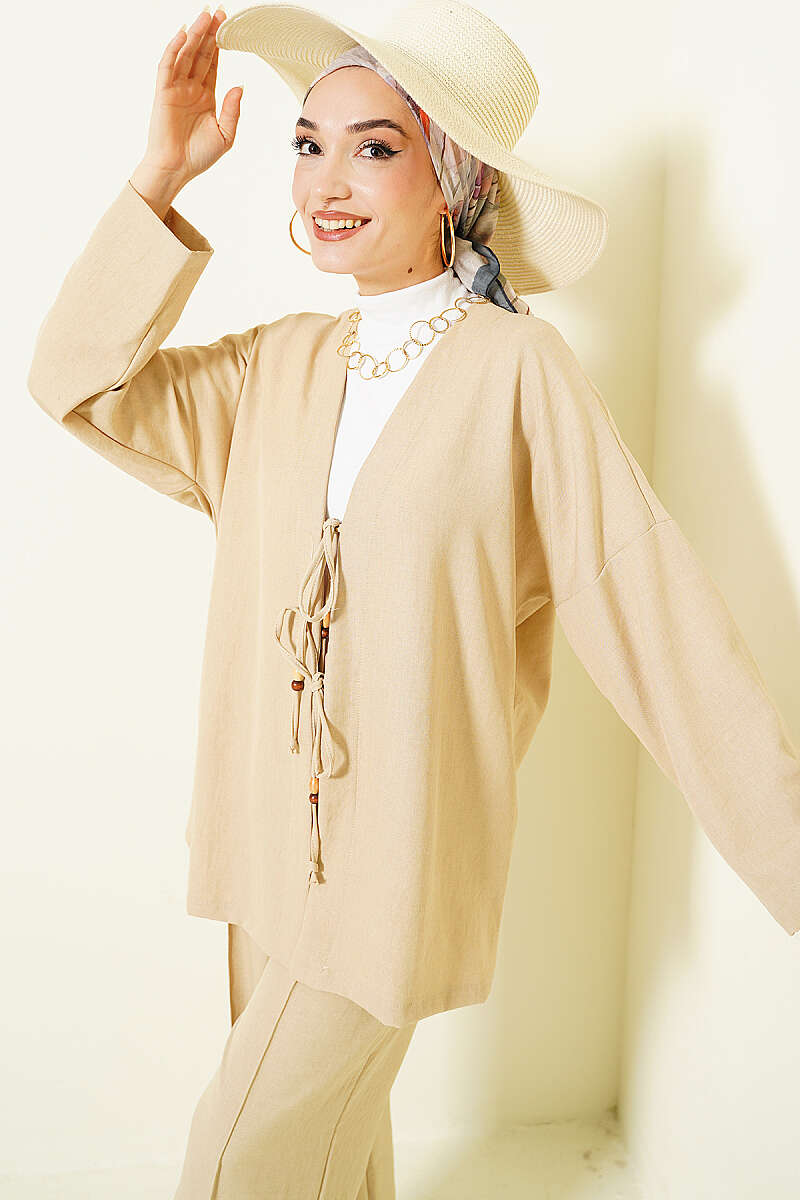 Önü İp Bağlamalı Kimono İkili Takım