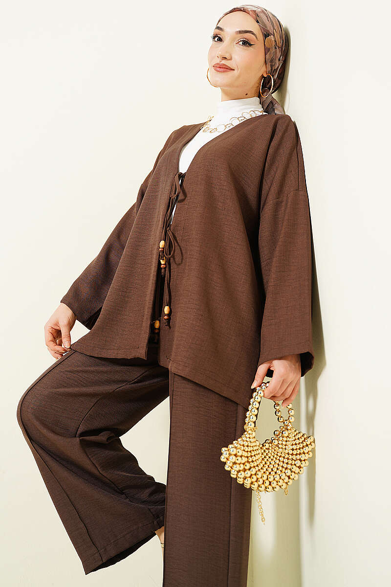 Önü İp Bağlamalı Kimono İkili Takım