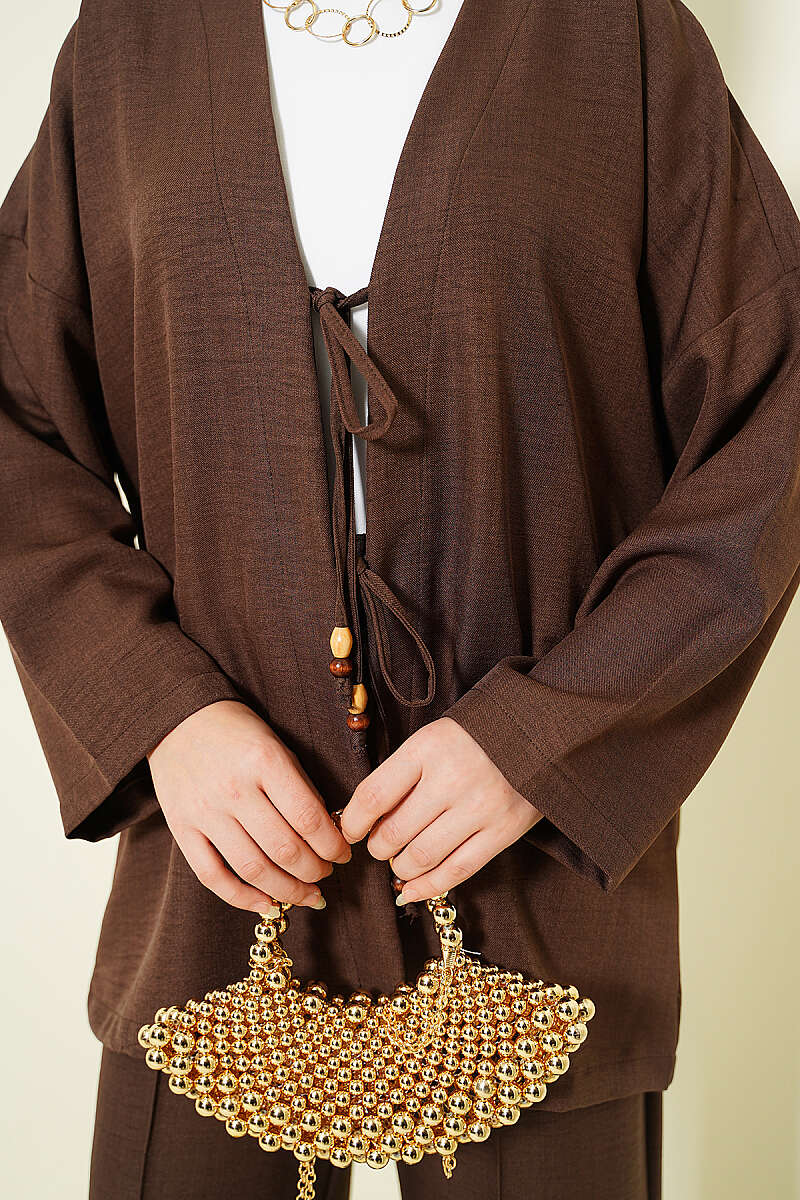 Önü İp Bağlamalı Kimono İkili Takım