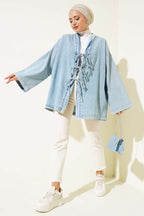 Önü İp Bağlamalı Kot Kimono