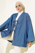 Önü İp Bağlamalı Kot Kimono