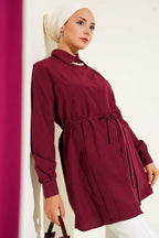 Önü Pensli İp Kuşaklı Tunik
