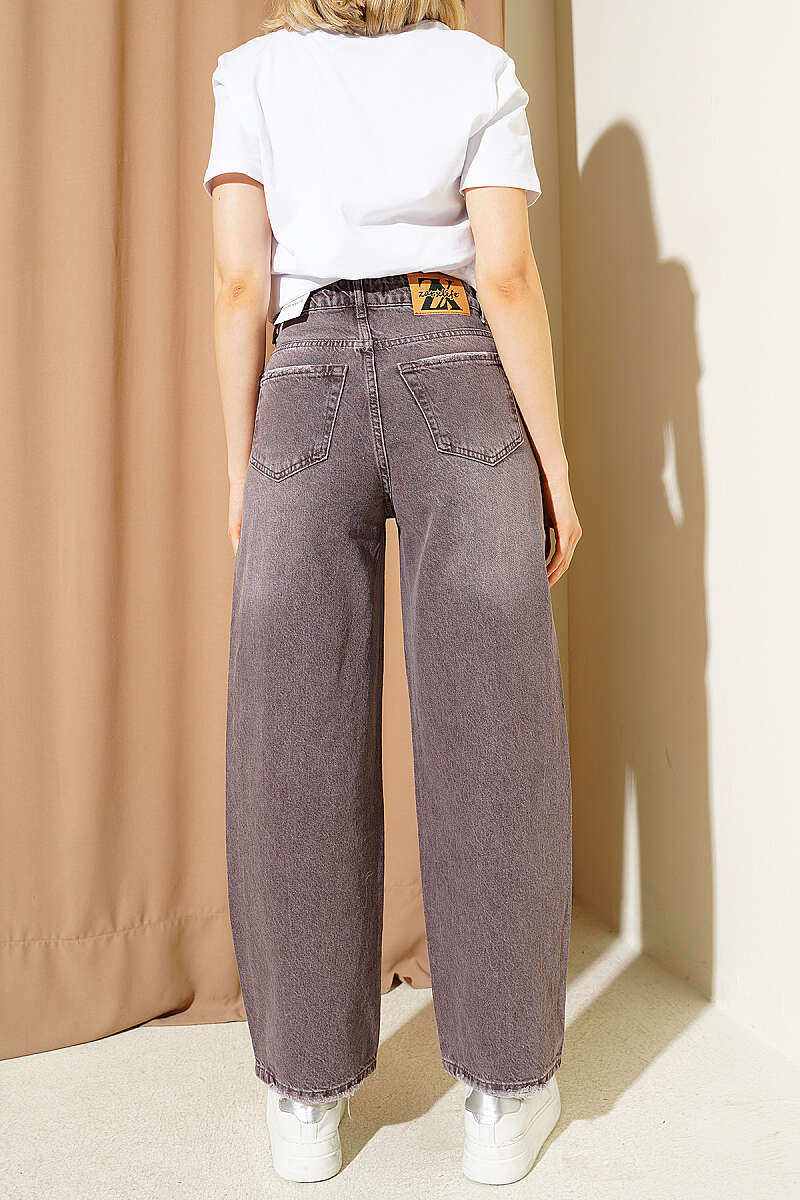 Önü Taş Süslemeli Baggy Kot Pantolon
