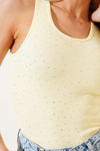 Önü Taşlı Askılı Crop Sarı