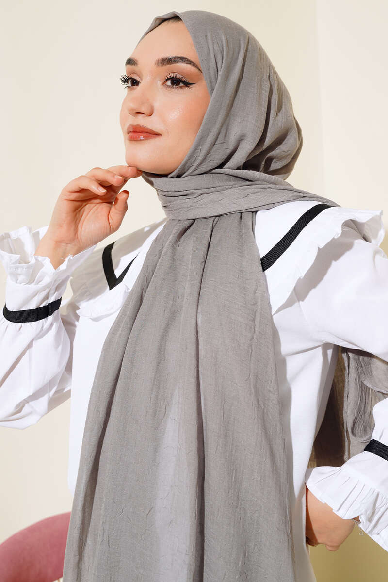Organik Bambu Kraş Şal Kayrak Gri -44