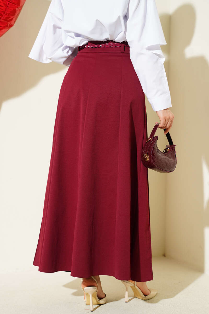 Knitted Belted Chambray Skirt