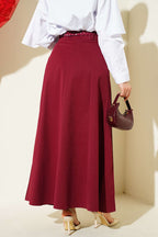 Knitted Belted Chambray Skirt