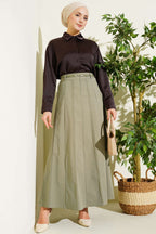 Knitted Belted Chambray Skirt