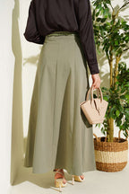 Knitted Belted Chambray Skirt