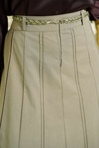 Knitted Belted Chambray Skirt