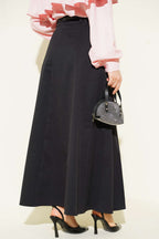 Knitted Belted Chambray Skirt