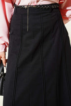 Knitted Belted Chambray Skirt