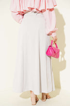 Knitted Belted Chambray Skirt