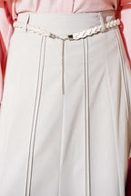 Knitted Belted Chambray Skirt