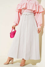 Knitted Belted Chambray Skirt