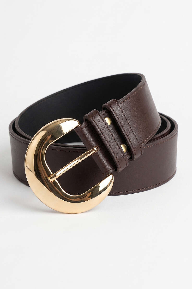 Oval Gold Tokalı Kemer Acı Kahve
