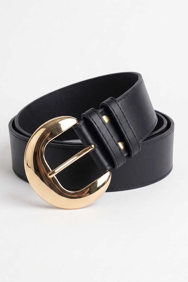 Oval Gold Tokalı Kemer Siyah