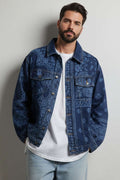 Oversized Baroque Patterned Men's Denim Jacket