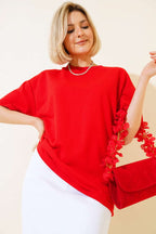 Oversize Basic T-shirt Kırmızı