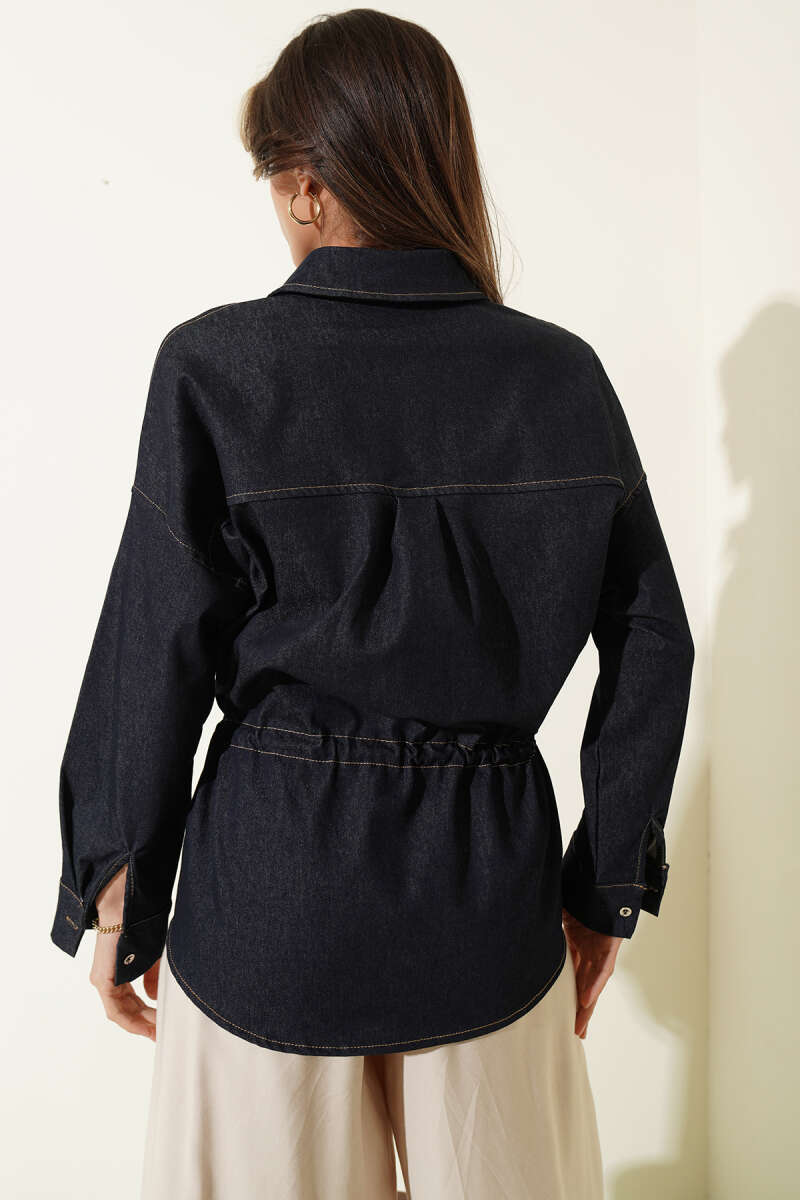 Oversize Beli Tünelli Gömlek