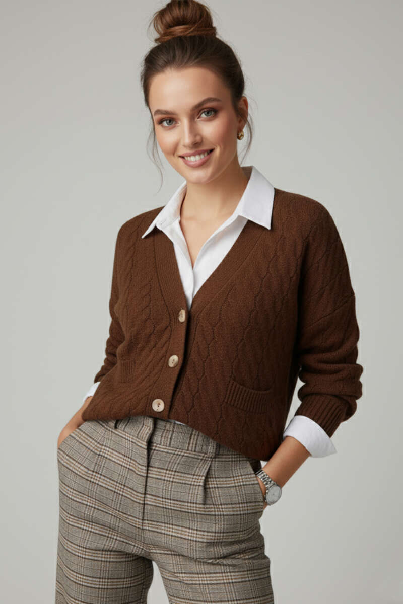 Oversize Cepli Örgü Hırka