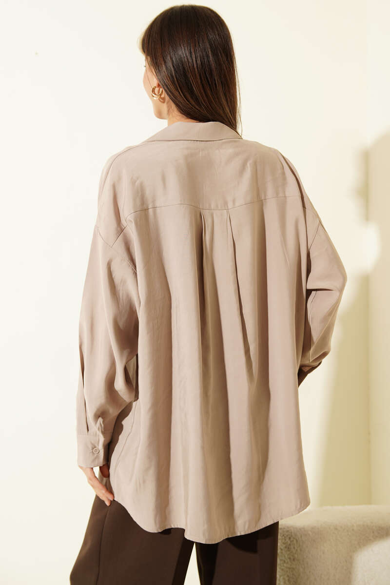 Oversize Çift Cepli Modal Gömlek
