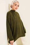 Túnica de punto caída oversize en caqui