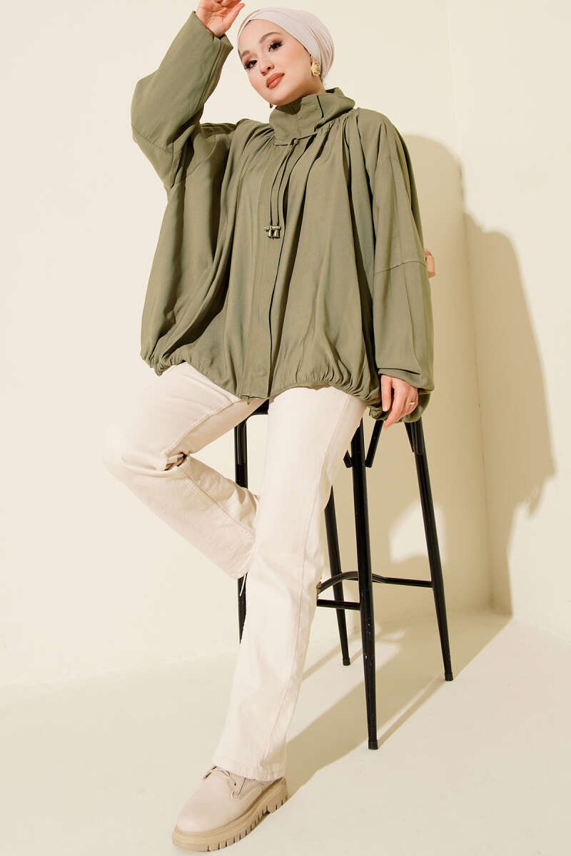 Oversize Fermuarlı Mont