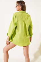 Oversize Kalıp Basic Gömlek Pastel Yeşili