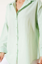 Oversize Kalıp Basic Gömlek Su Yeşili