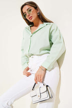 Oversize Kalıp Basic Gömlek Su Yeşili