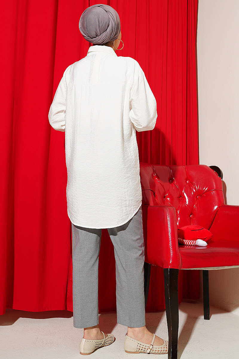 Oversize Manşet Düğmeli Gömlek