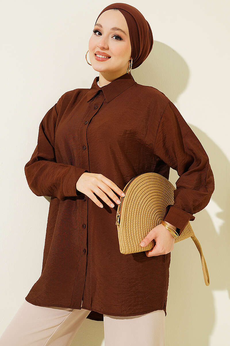 Oversize Manşet Düğmeli Gömlek