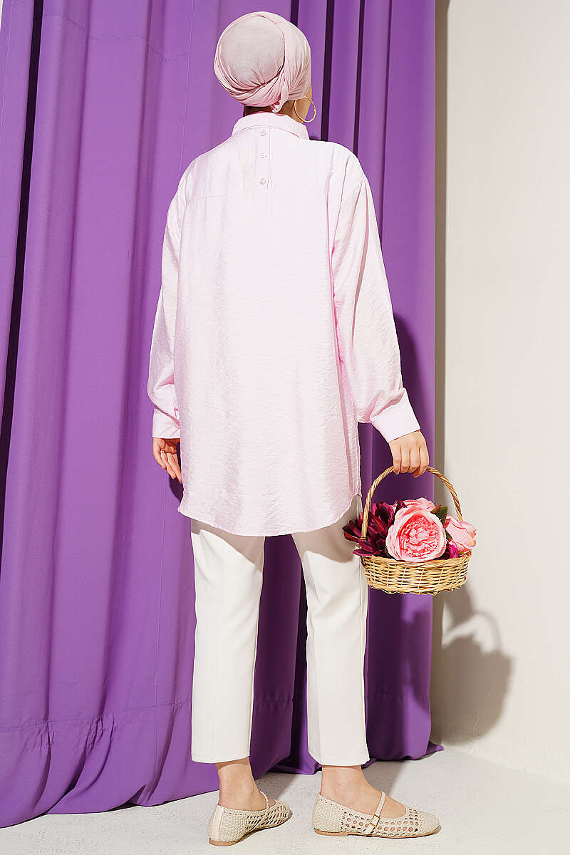 Oversize Manşet Düğmeli Gömlek