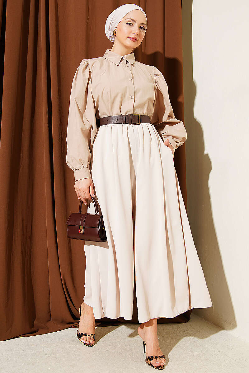 Oversize Paçalı Bel Lastikli Pantolon